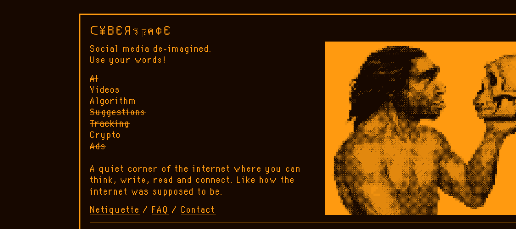 Screenshot der Cyberspace-Startseite